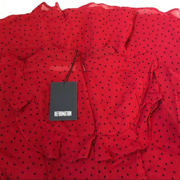 NWT reformation spark dress flamenco red dot 2 - Picture 6 of 7